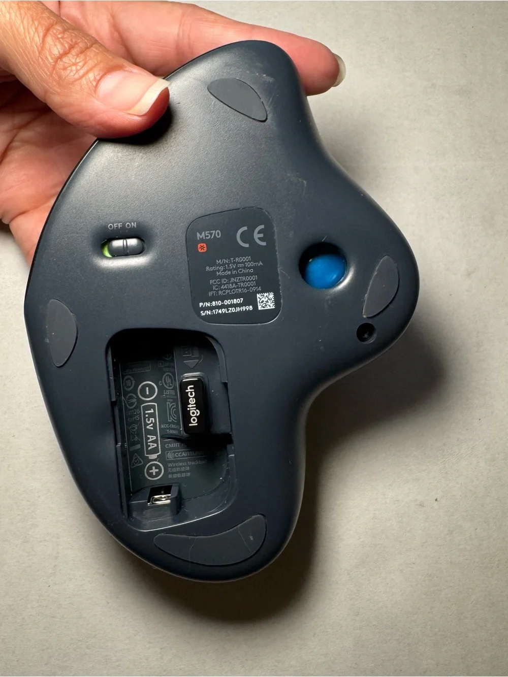 Logitech M570 Wireless Ergonomic Trackball Mouse